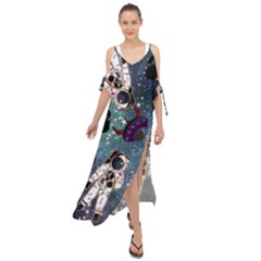 Astronaut Space Galaxy Maxi Chiffon Cover Up Dress