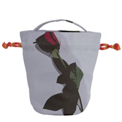 Red Rose Drawstring Bucket Bag