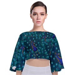 Peacocks Tie Back Butterfly Sleeve Chiffon Top