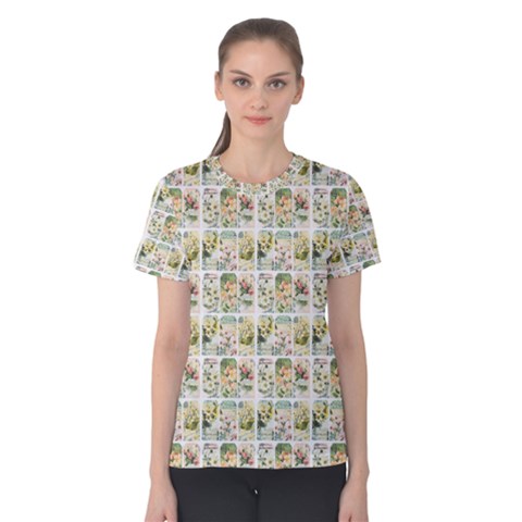 Victorian Flower Labels Women s Cotton Tee by snowwhitegirl