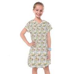 Victorian Flower Labels Kids  Drop Waist Dress by snowwhitegirl