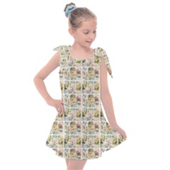 Victorian Flower Labels Kids  Tie Up Tunic Dress