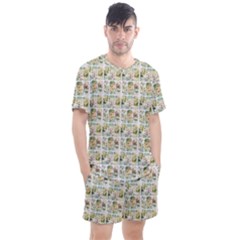 Victorian Flower Labels Men s Mesh Tee And Shorts Set