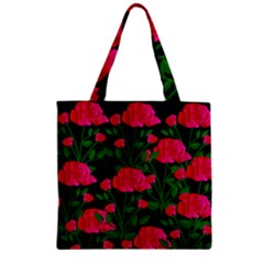 Roses At Night Zipper Grocery Tote Bag by snowwhitegirl