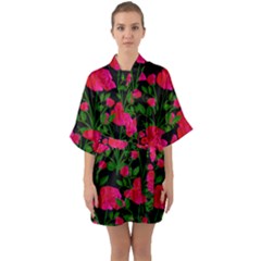 Roses At Night Quarter Sleeve Kimono Robe