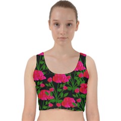 Roses At Night Velvet Racer Back Crop Top