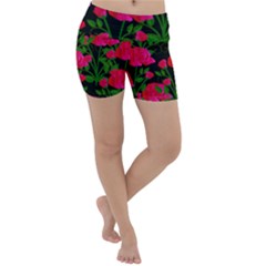 Roses At Night Lightweight Velour Yoga Shorts