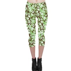 Officially Sexy Mint & Chocolate Cracked Pattern Capri Leggings 