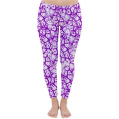 Officially Sexy Purple & White Cracked Pattern Winter Leggings  by OfficiallySexy