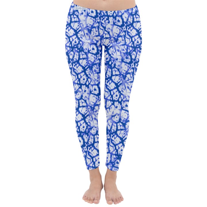 Officially Sexy Blue & White Cracked Pattern Winter Leggings 