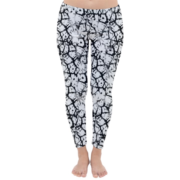 Officially Sexy White & Black Cracked Pattern Winter Leggings 