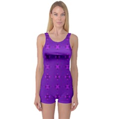 Bold Geometric Purple Circles One Piece Boyleg Swimsuit