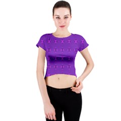 Bold Geometric Purple Circles Crew Neck Crop Top