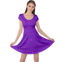 Bold Geometric Purple Circles Cap Sleeve Dress by BrightVibesDesign