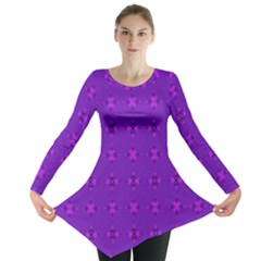 Bold Geometric Purple Circles Long Sleeve Tunic 