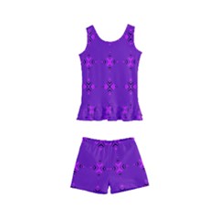 Bold Geometric Purple Circles Kid s Boyleg Swimsuit