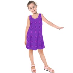 Bold Geometric Purple Circles Kids  Sleeveless Dress