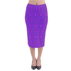 Bold Geometric Purple Circles Velvet Midi Pencil Skirt