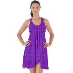 Bold Geometric Purple Circles Show Some Back Chiffon Dress