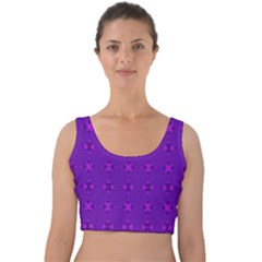 Bold Geometric Purple Circles Velvet Crop Top