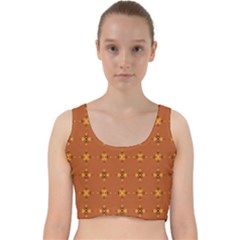 Bold  Geometric Yellow Circles Sm Velvet Racer Back Crop Top