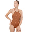 Bold  Geometric Yellow Circles Sm High Neck One Piece Swimsuit View1