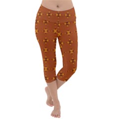 Bold  Geometric Yellow Circles Sm Lightweight Velour Capri Yoga Leggings