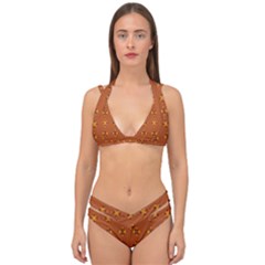 Bold  Geometric Yellow Circles Sm Double Strap Halter Bikini Set