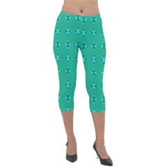 Modern Bold Geometric Green Circles Sm Lightweight Velour Capri Leggings 