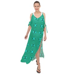 Modern Bold Geometric Green Circles Sm Maxi Chiffon Cover Up Dress