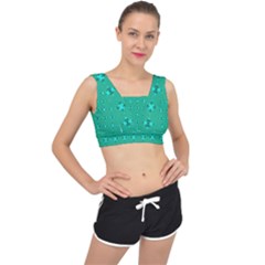 Modern Bold Geometric Green Circles Sm V-back Sports Bra