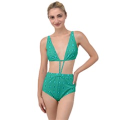 Modern Bold Geometric Green Circles Sm Tied Up Two Piece Swimsuit