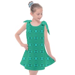 Modern Bold Geometric Green Circles Sm Kids  Tie Up Tunic Dress