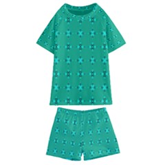 Modern Bold Geometric Green Circles Sm Kids  Swim Tee And Shorts Set