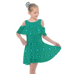 Modern Bold Geometric Green Circles Sm Kids  Shoulder Cutout Chiffon Dress