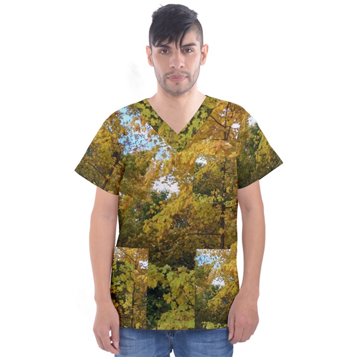 Vermont Fall Trees V-Neck Scrub Top