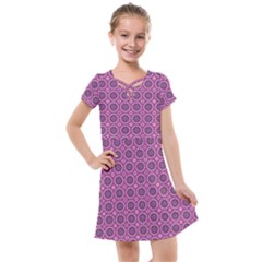 Floral Circles Pink Kids  Cross Web Dress