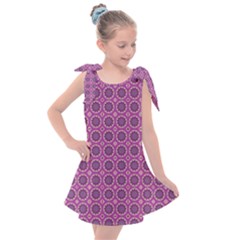 Floral Circles Pink Kids  Tie Up Tunic Dress