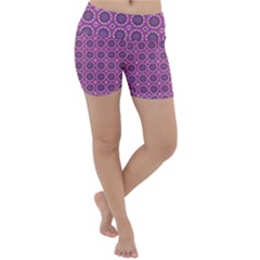 Floral Circles Pink Lightweight Velour Yoga Shorts