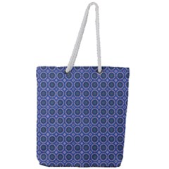 Floral Circles Blue Full Print Rope Handle Tote (large) by BrightVibesDesign