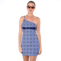 Floral Circles Blue One Soulder Bodycon Dress by BrightVibesDesign