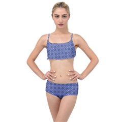 Floral Circles Blue Layered Top Bikini Set by BrightVibesDesign