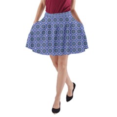 Floral Circles Blue A-line Pocket Skirt by BrightVibesDesign