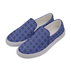 Floral Circles Blue Women s Canvas Slip Ons by BrightVibesDesign