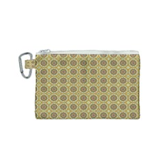 Floral Circles Yellow Canvas Cosmetic Bag (small) by BrightVibesDesign