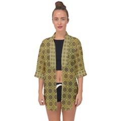 Floral Circles Yellow Open Front Chiffon Kimono by BrightVibesDesign