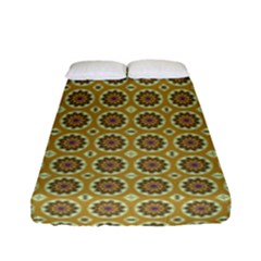 Floral Circles Yellow Fitted Sheet (full/ Double Size) by BrightVibesDesign