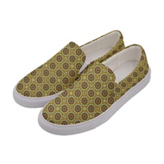 Floral Circles Yellow Women s Canvas Slip Ons by BrightVibesDesign