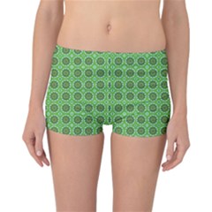 Floral Circles Green Reversible Boyleg Bikini Bottoms by BrightVibesDesign