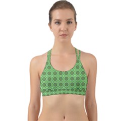 Floral Circles Green Back Web Sports Bra by BrightVibesDesign